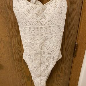 Victoria’s Secret one piece white crochet swimsuit
